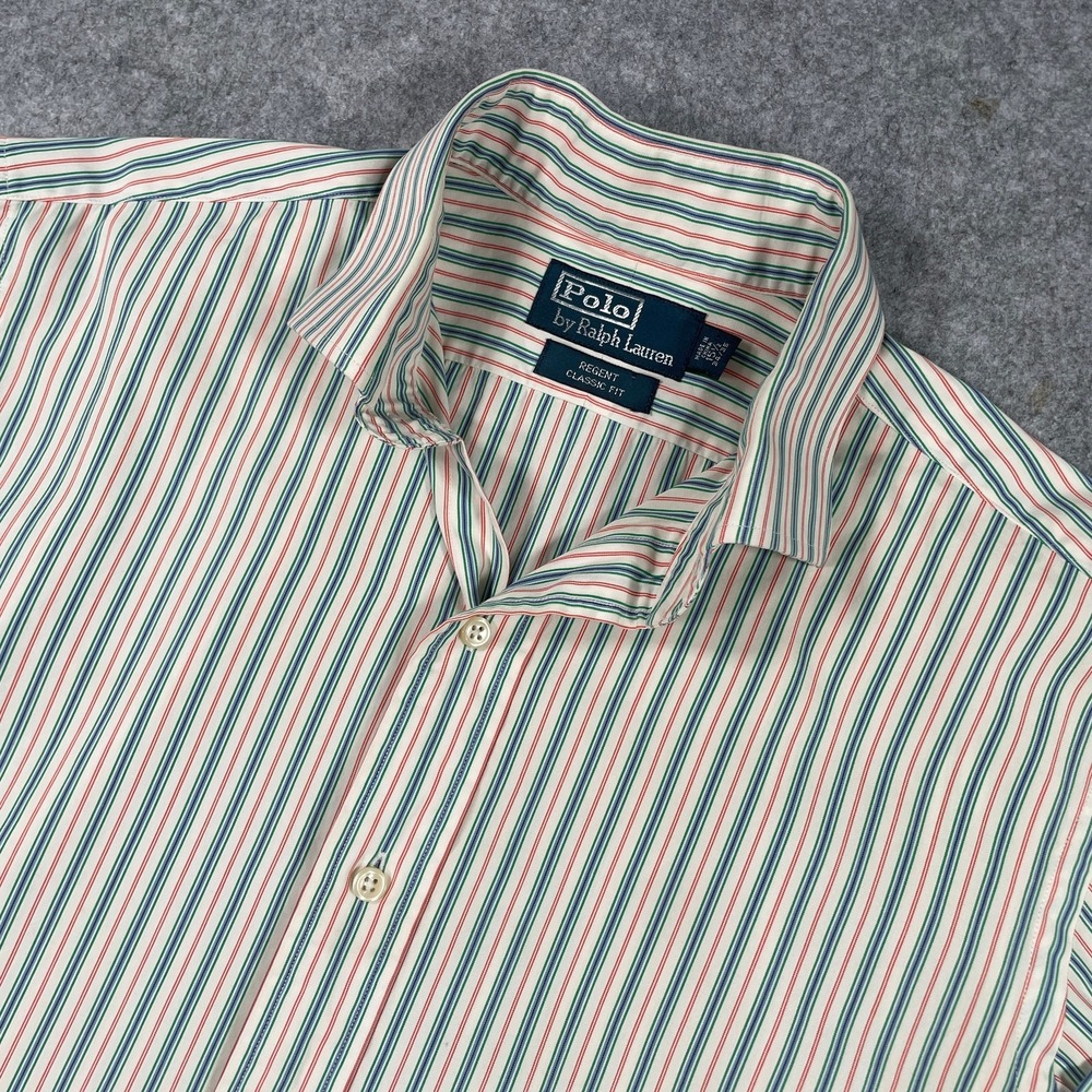 Ralph Lauren Regent Mens Shirt 15.5 34/35 Cream Striped Long Sleeve